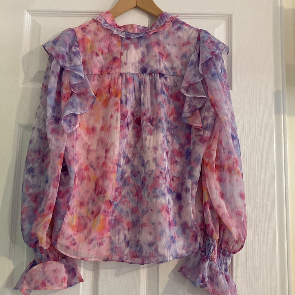 Amanda Uprichard Cerrone Top Medium Pink/Purple Blouse - Picture 5 of 6